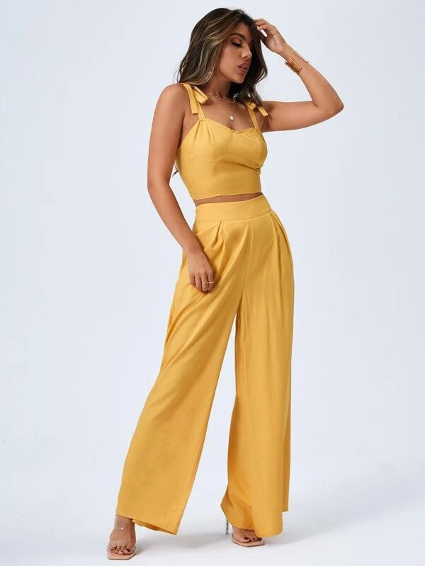 Golden Hour Chic – Two-Piece Wide-Leg Set