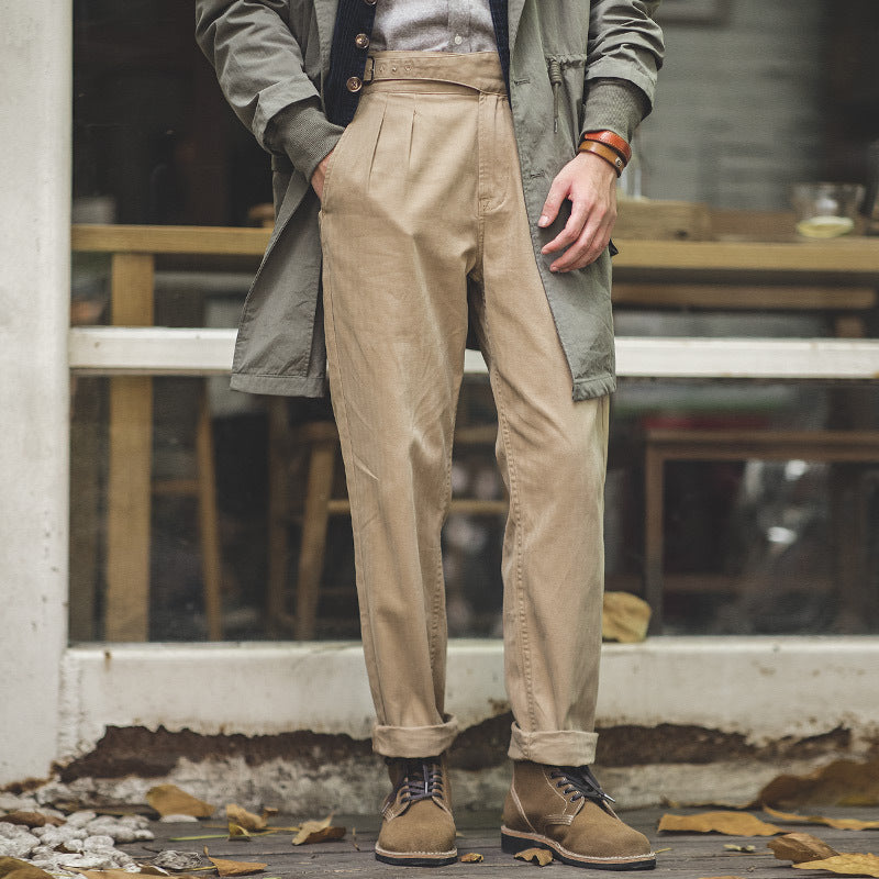 Heritage Men’s Retro High-Waist Cotton Pants