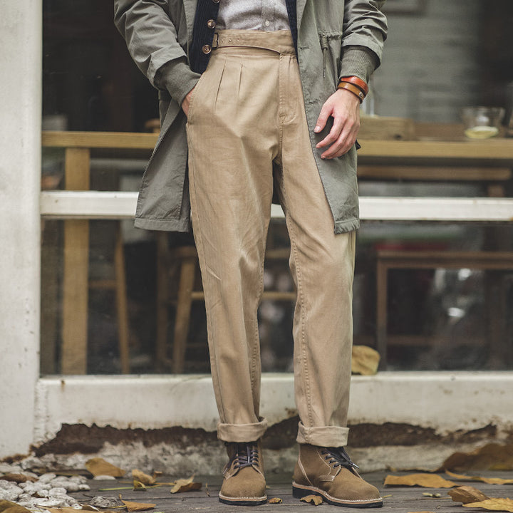 Heritage Men’s Retro High-Waist Cotton Pants