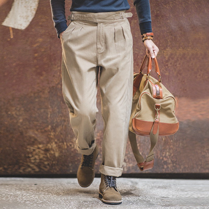 Heritage Men’s Retro High-Waist Cotton Pants