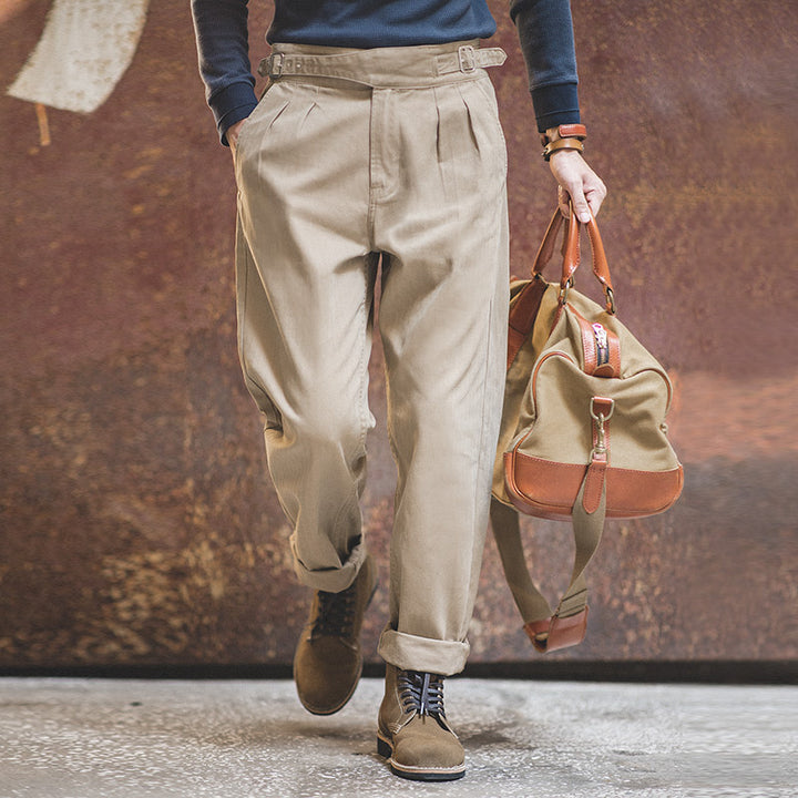 Heritage Men’s Retro High-Waist Cotton Pants