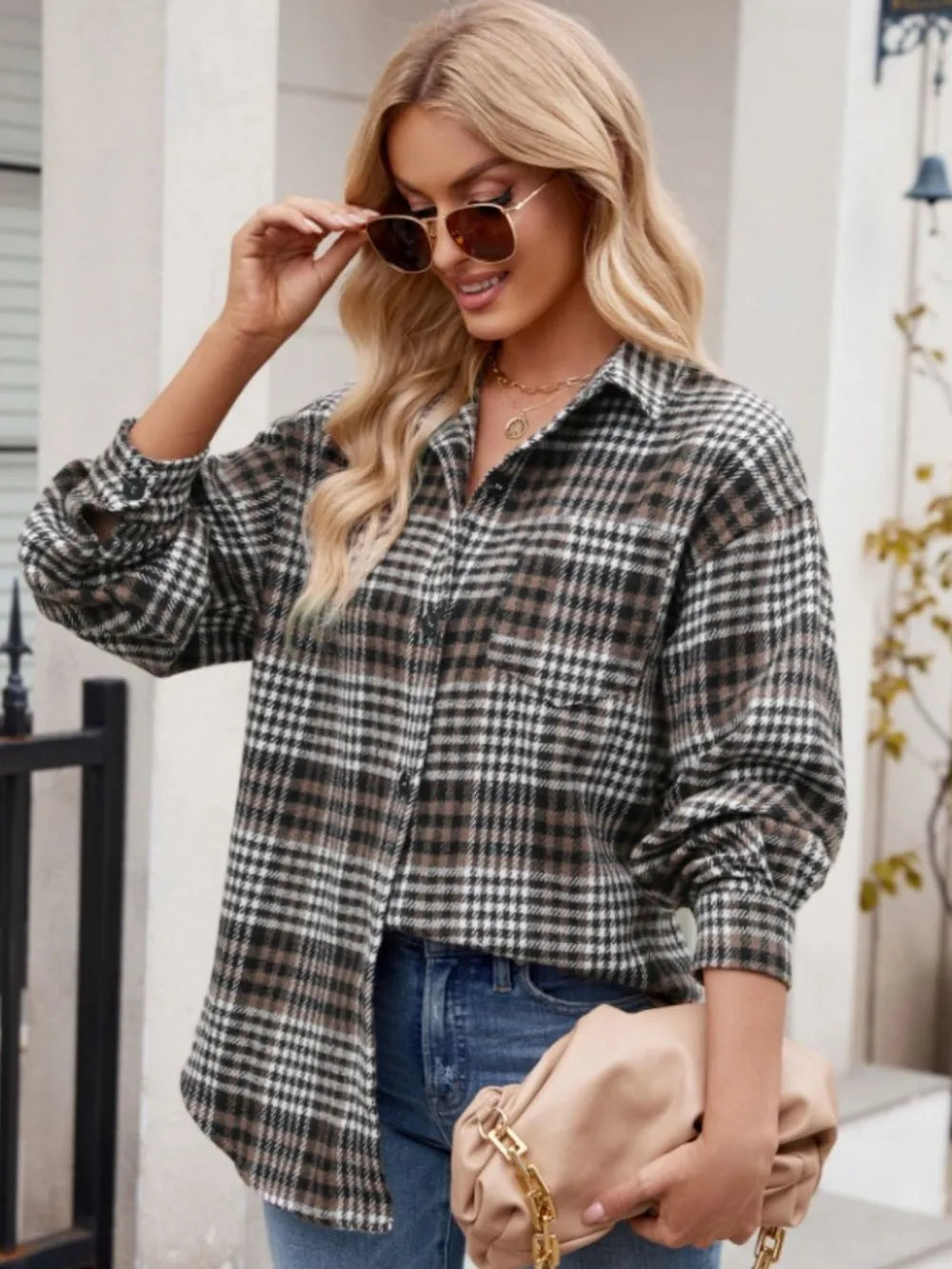 Relaxed Plaid Button-Down Shirt