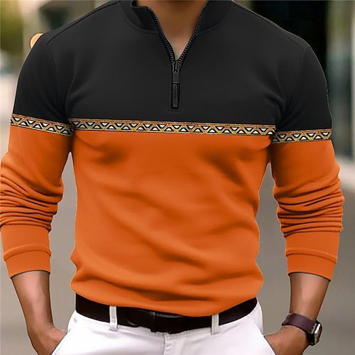 Retro Line Lapel Pullover Men’s Autumn Sweater
