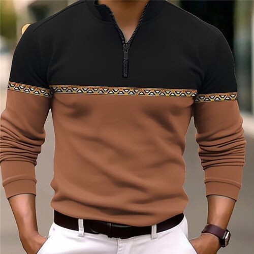 Retro Line Lapel Pullover Men’s Autumn Sweater