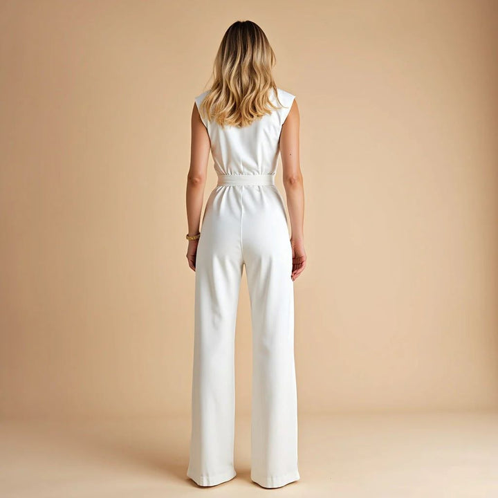 Strap Waist-Cinching Wide-Leg Jumpsuit