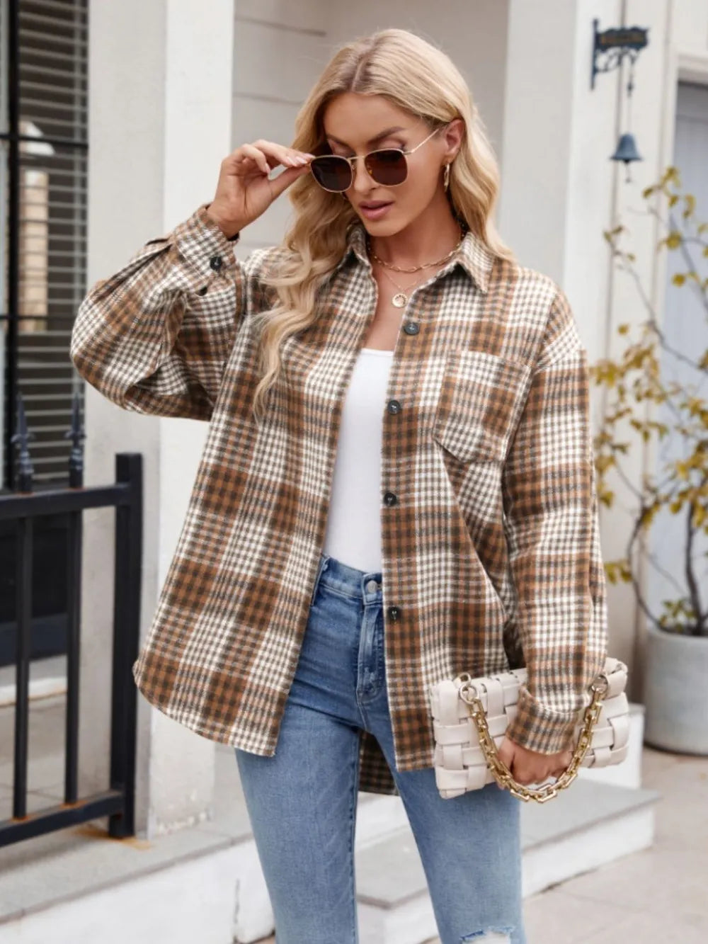 Relaxed Plaid Button-Down Shirt
