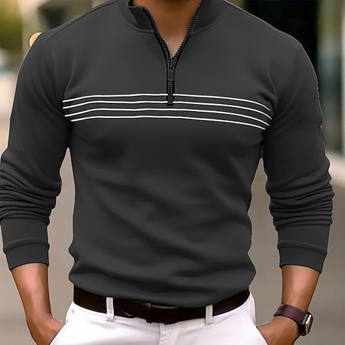 Retro Line Lapel Pullover Men’s Autumn Sweater