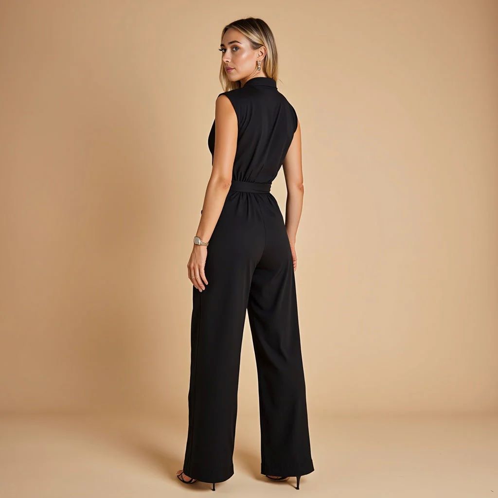 Strap Waist-Cinching Wide-Leg Jumpsuit