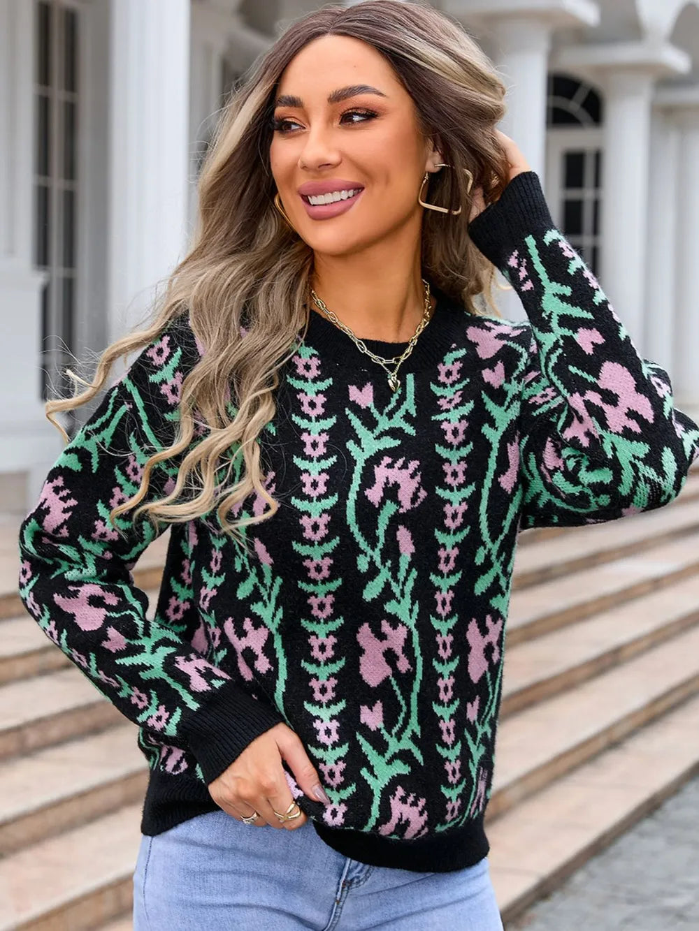 Angel Wings Floral Knit Sweater