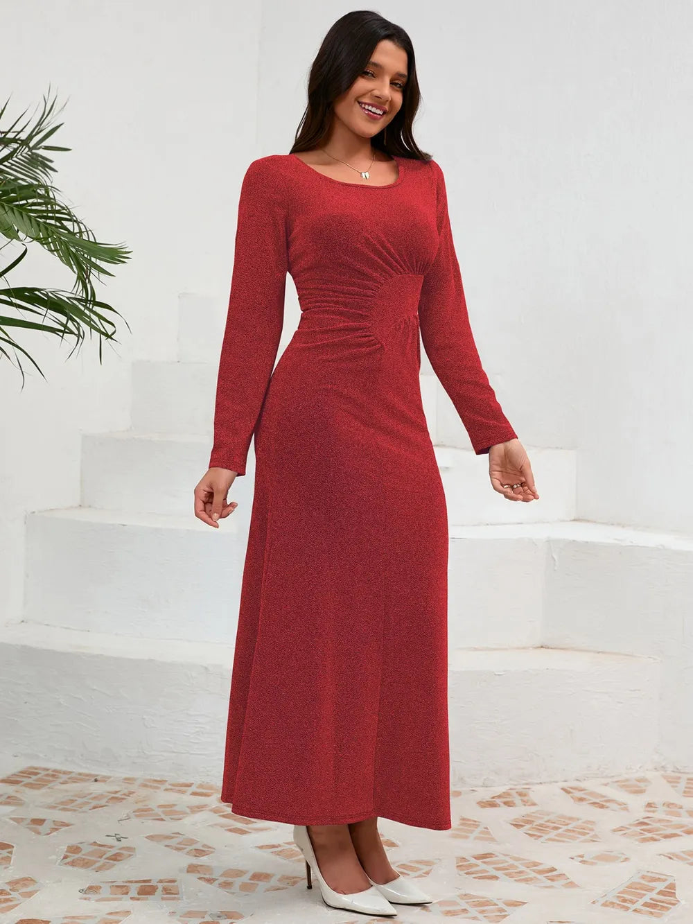 Seraphina Sparkle Long Sleeve Elegant Evening Dress
