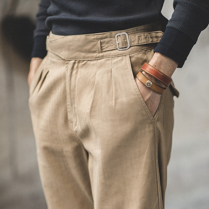 Heritage Men’s Retro High-Waist Cotton Pants