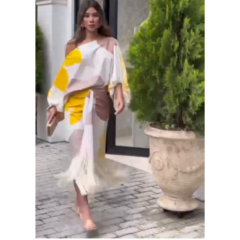 Sway & Shine Set - Lantern Sleeve Top + Tassel Skirt