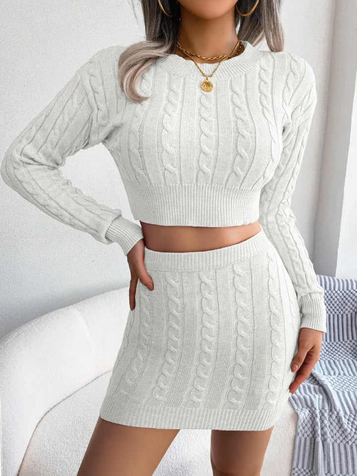 Cable-Knit Two-Piece Sweater Set