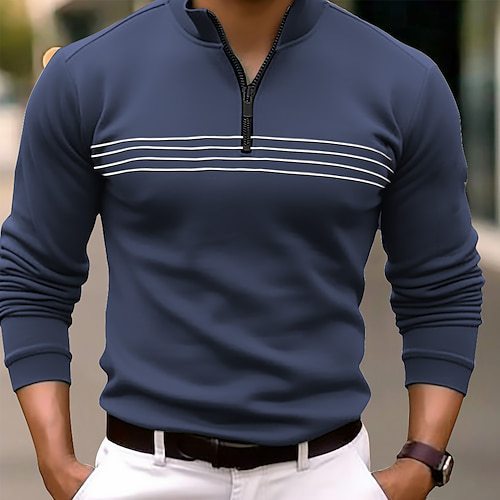 Retro Line Lapel Pullover Men’s Autumn Sweater