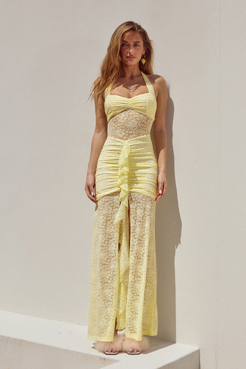 Luna Lace Backless Slit Dress