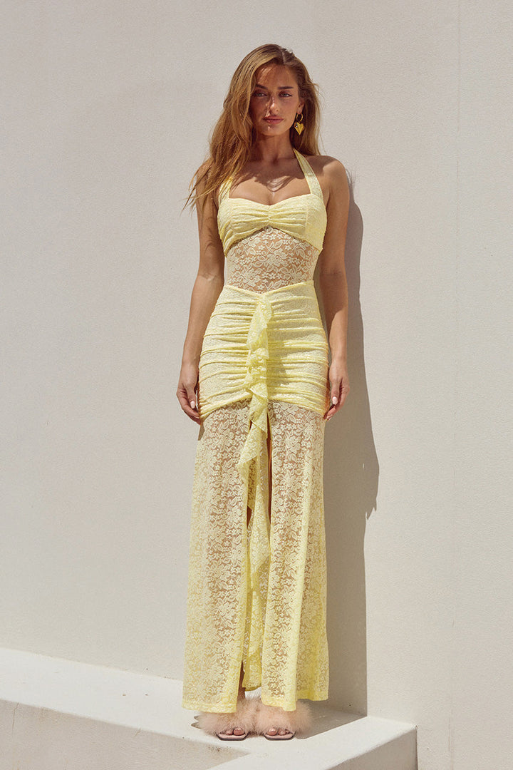 Luna Lace Backless Slit Dress