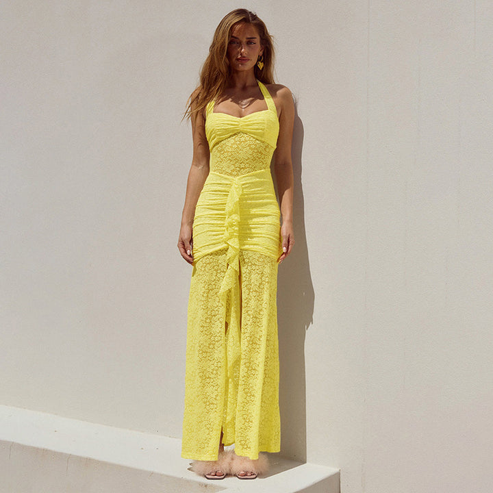 Luna Lace Backless Slit Dress