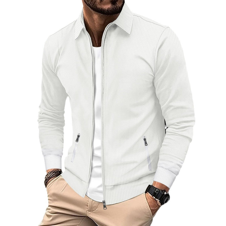 Waffle Texture Zip-Up Jacket