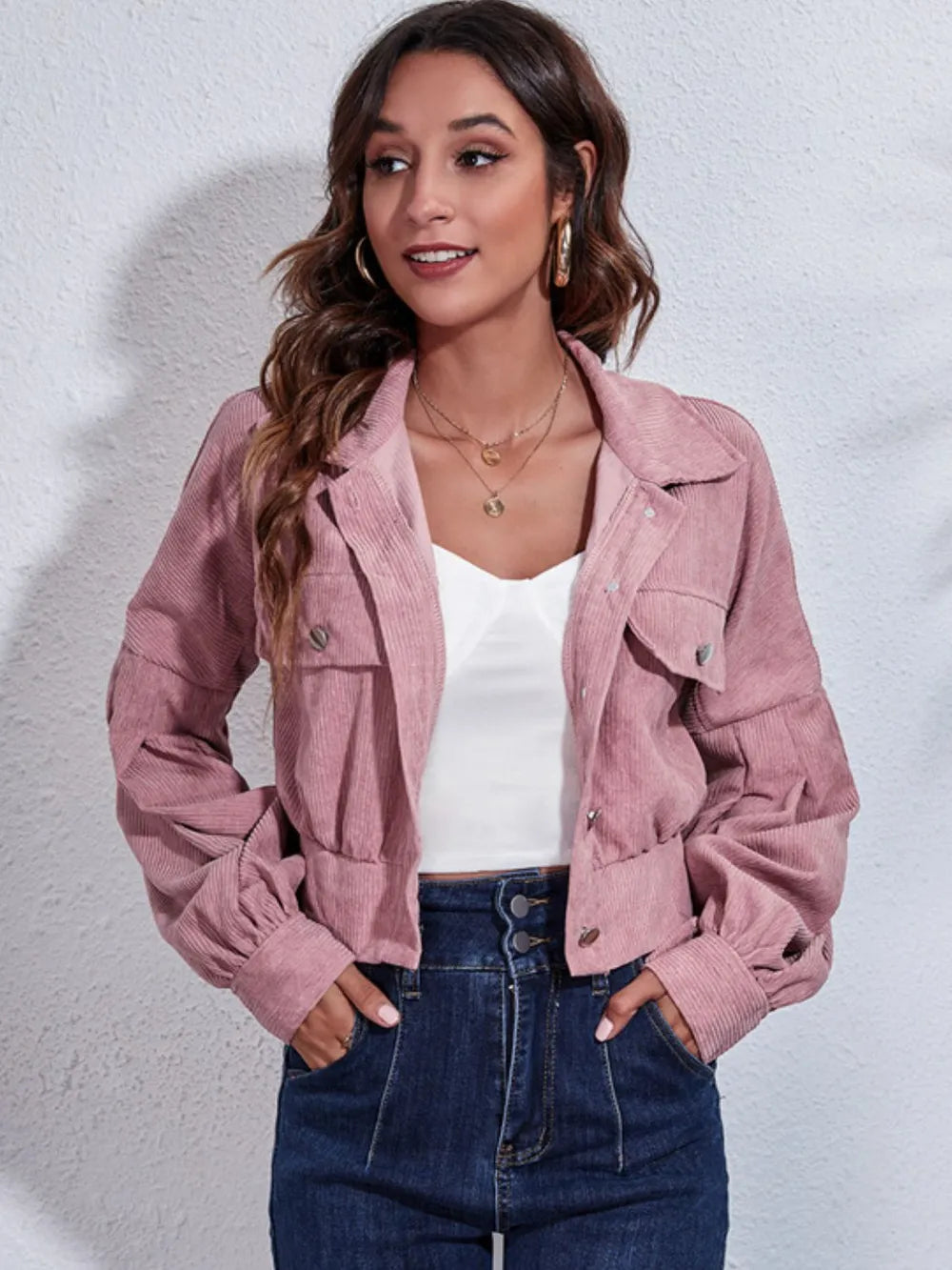 Skyline Crop Jacket – Buttoned Utility Chic