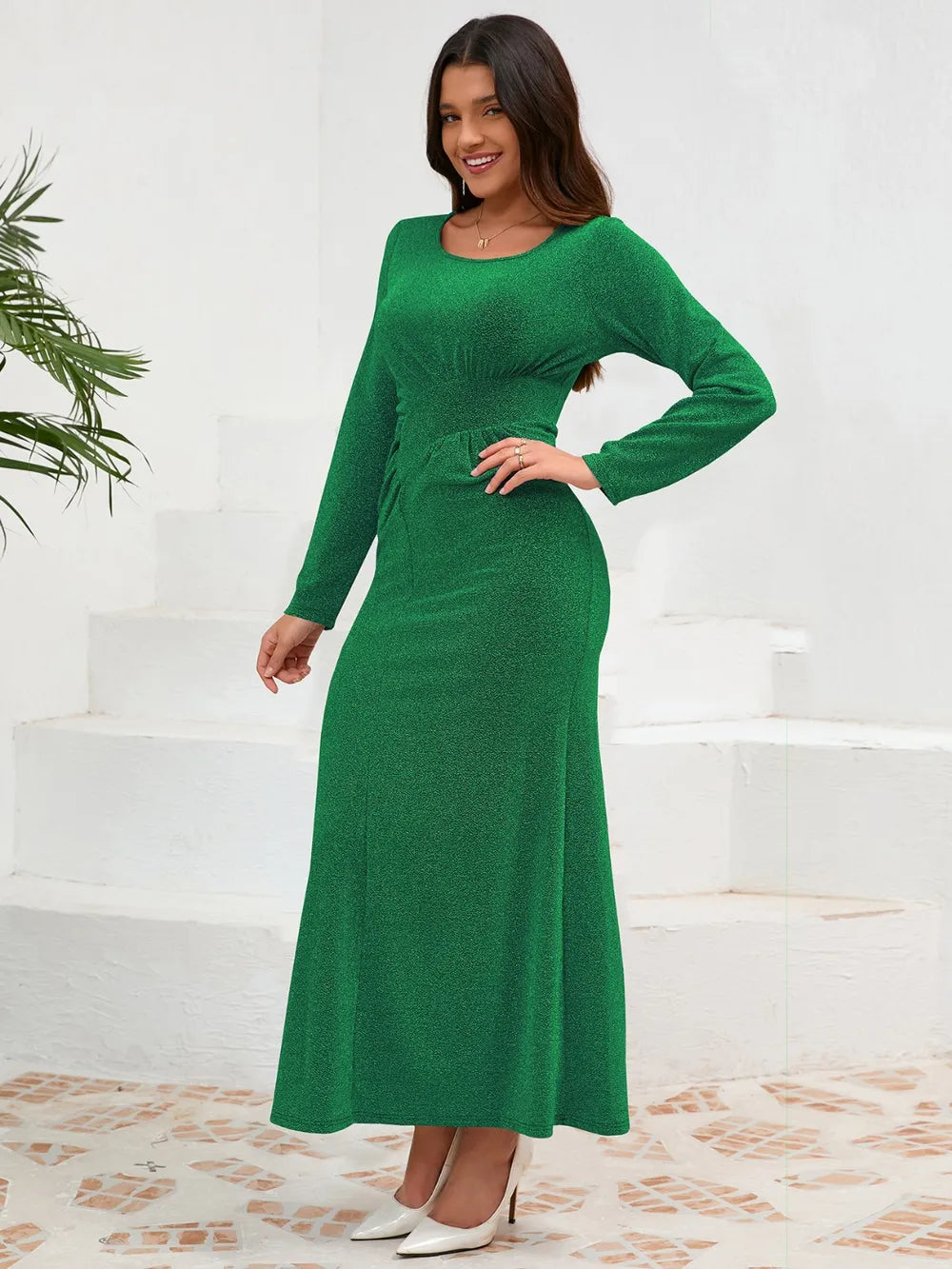 Seraphina Sparkle Long Sleeve Elegant Evening Dress