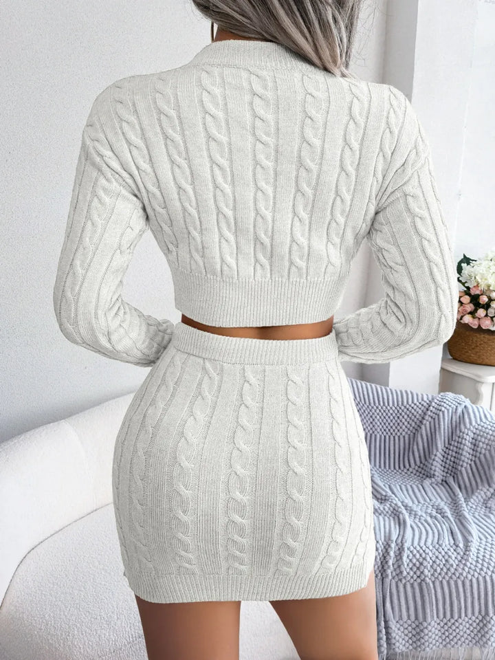 Cable-Knit Two-Piece Sweater Set