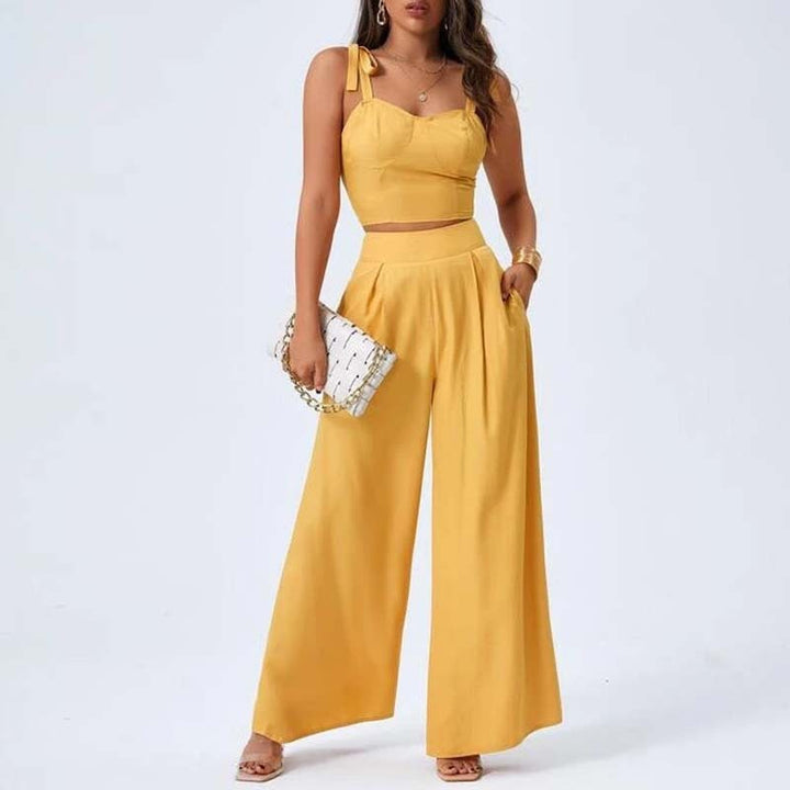 Golden Hour Chic – Two-Piece Wide-Leg Set