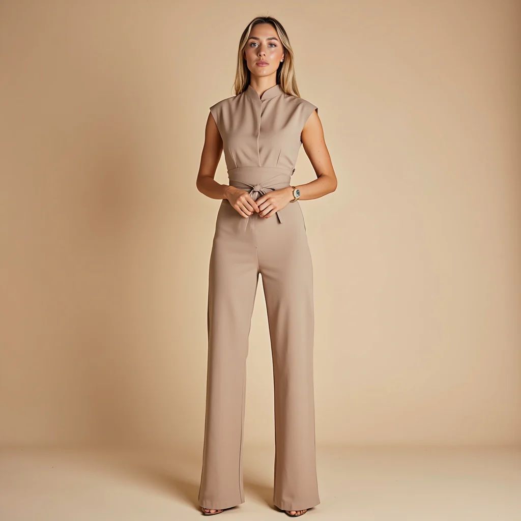 Strap Waist-Cinching Wide-Leg Jumpsuit
