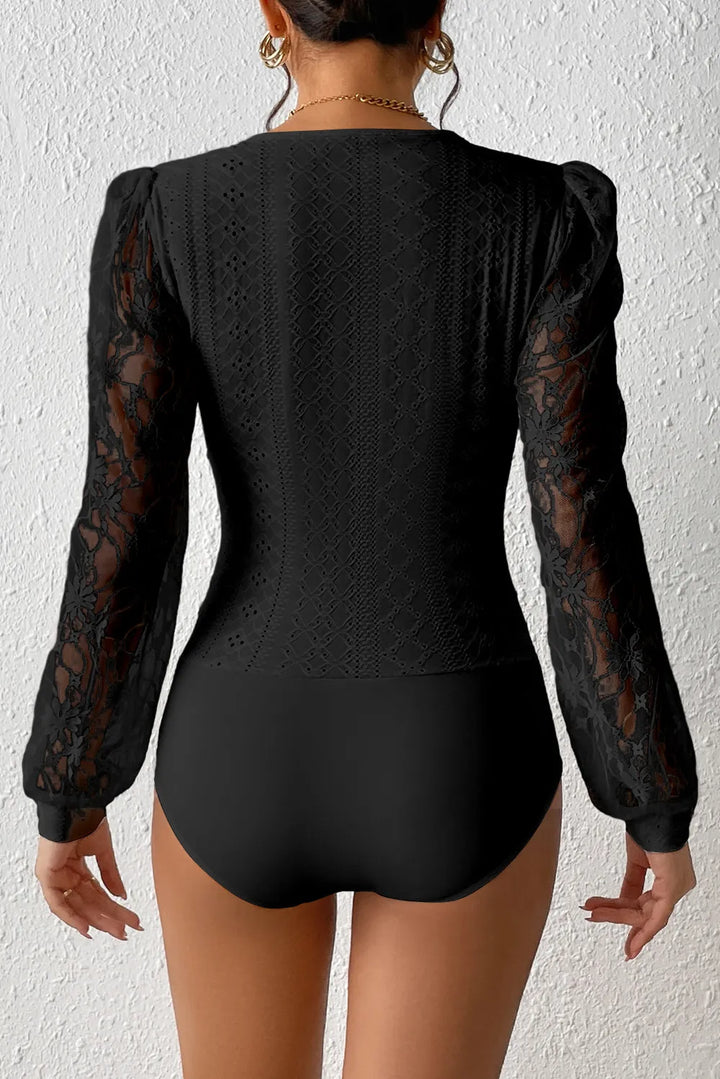 Celestia Lace Bodysuit – Romantic Eyelet Elegance