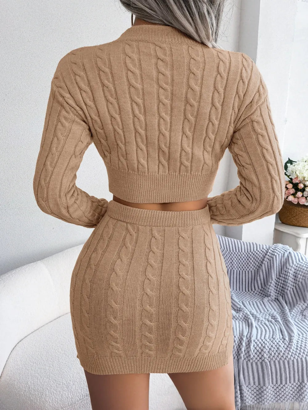 Cable-Knit Two-Piece Sweater Set