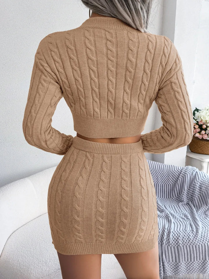 Cable-Knit Two-Piece Sweater Set