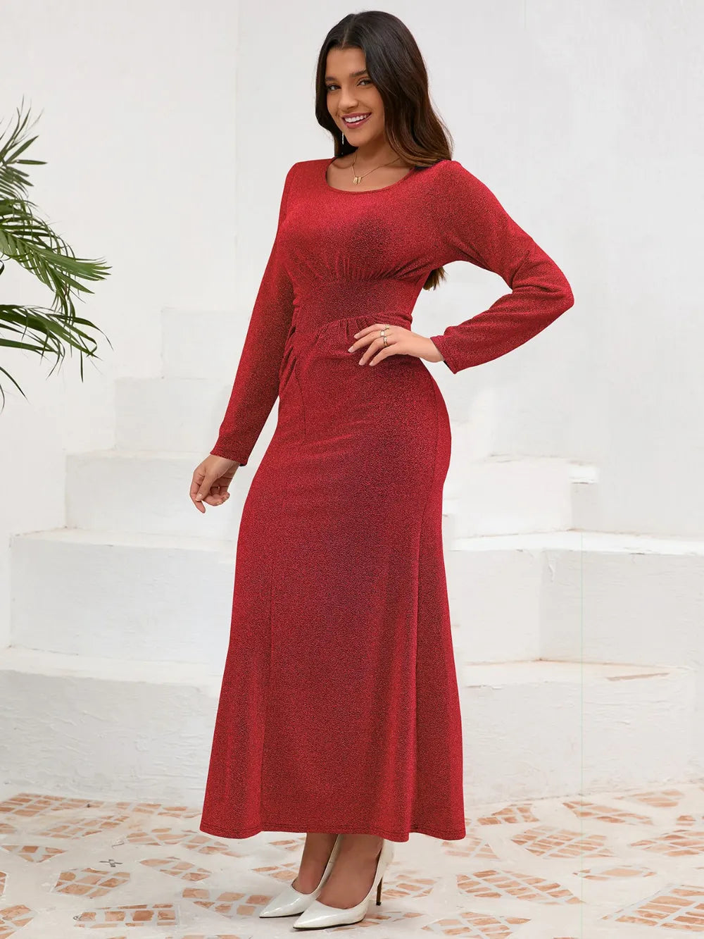 Seraphina Sparkle Long Sleeve Elegant Evening Dress