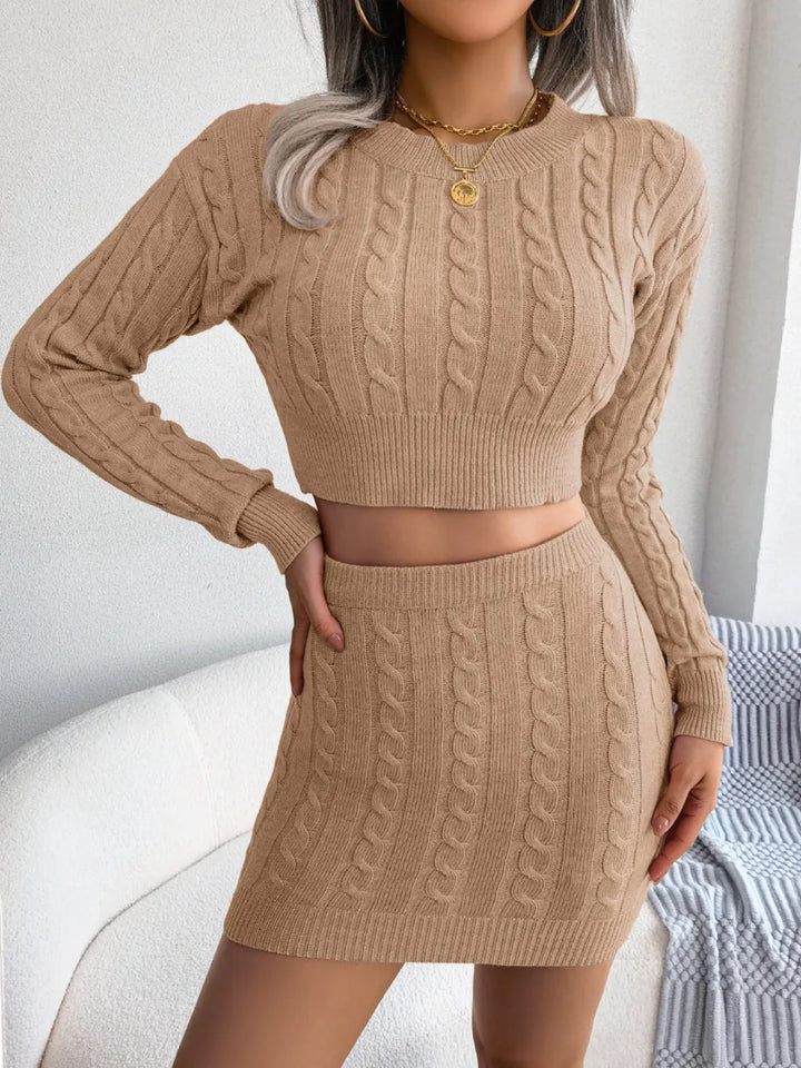 Cable-Knit Two-Piece Sweater Set