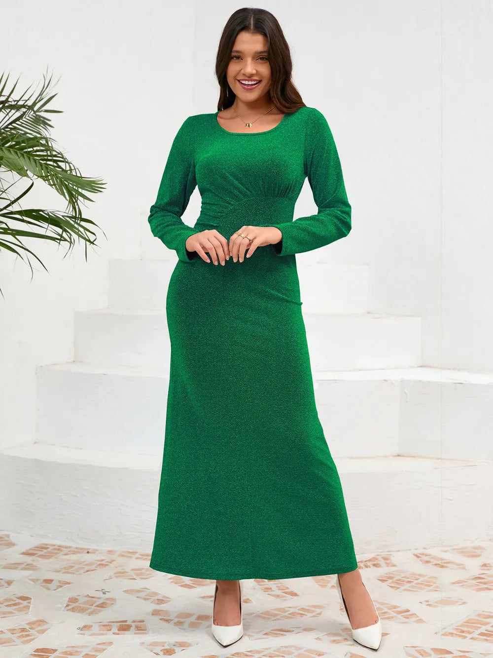Seraphina Sparkle Long Sleeve Elegant Evening Dress