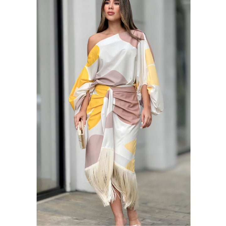 Sway & Shine Set - Lantern Sleeve Top + Tassel Skirt