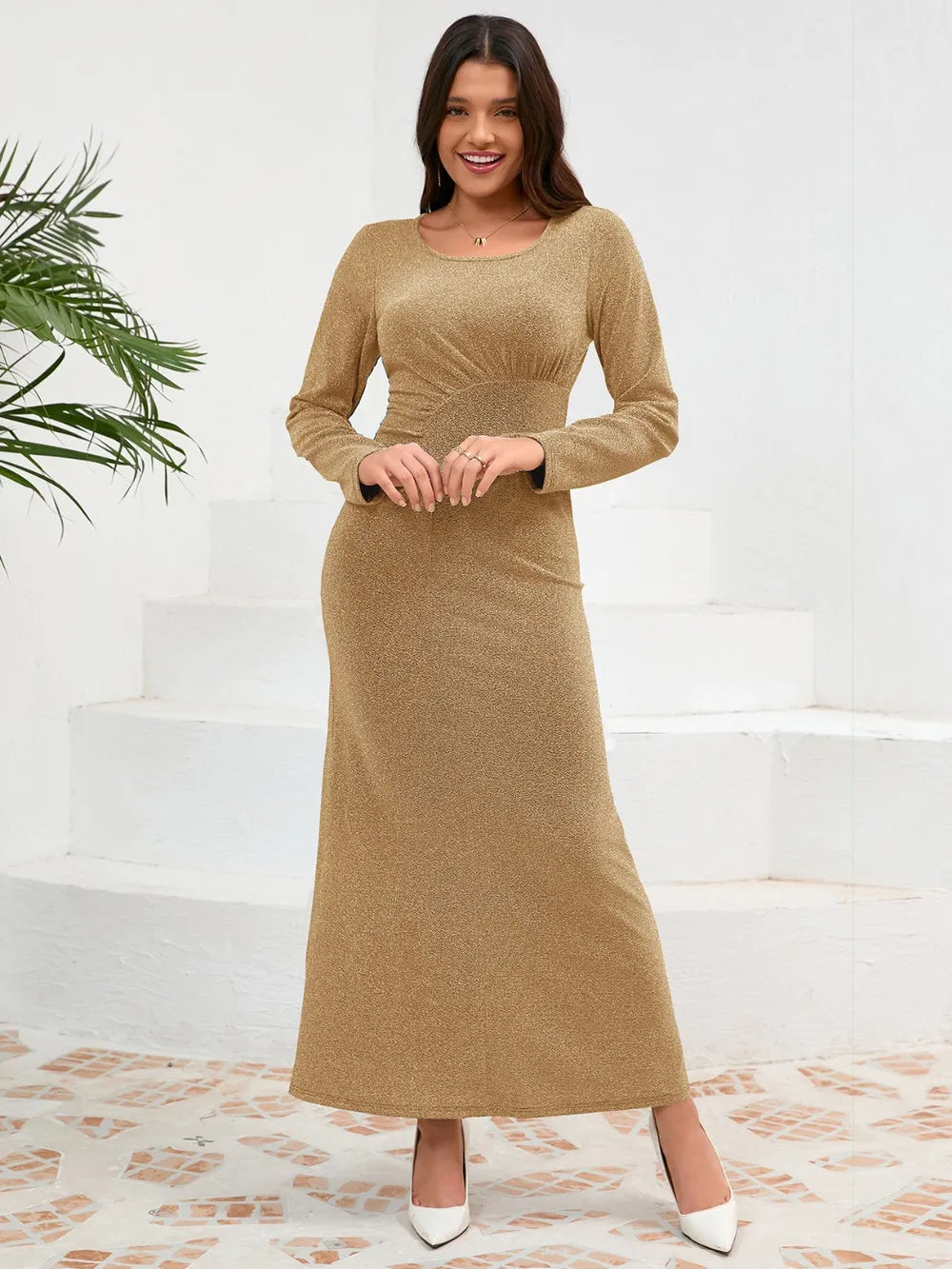 Seraphina Sparkle Long Sleeve Elegant Evening Dress