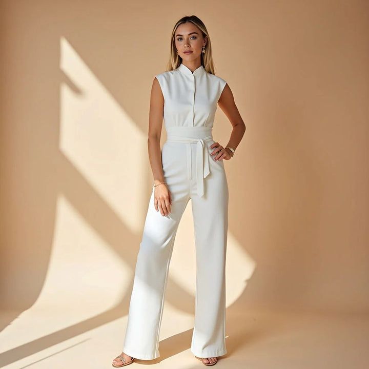 Strap Waist-Cinching Wide-Leg Jumpsuit