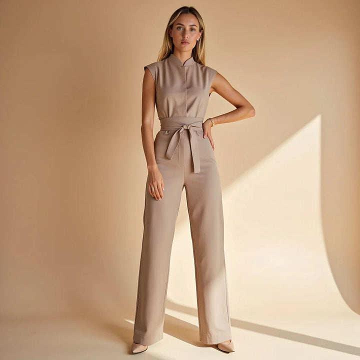 Strap Waist-Cinching Wide-Leg Jumpsuit