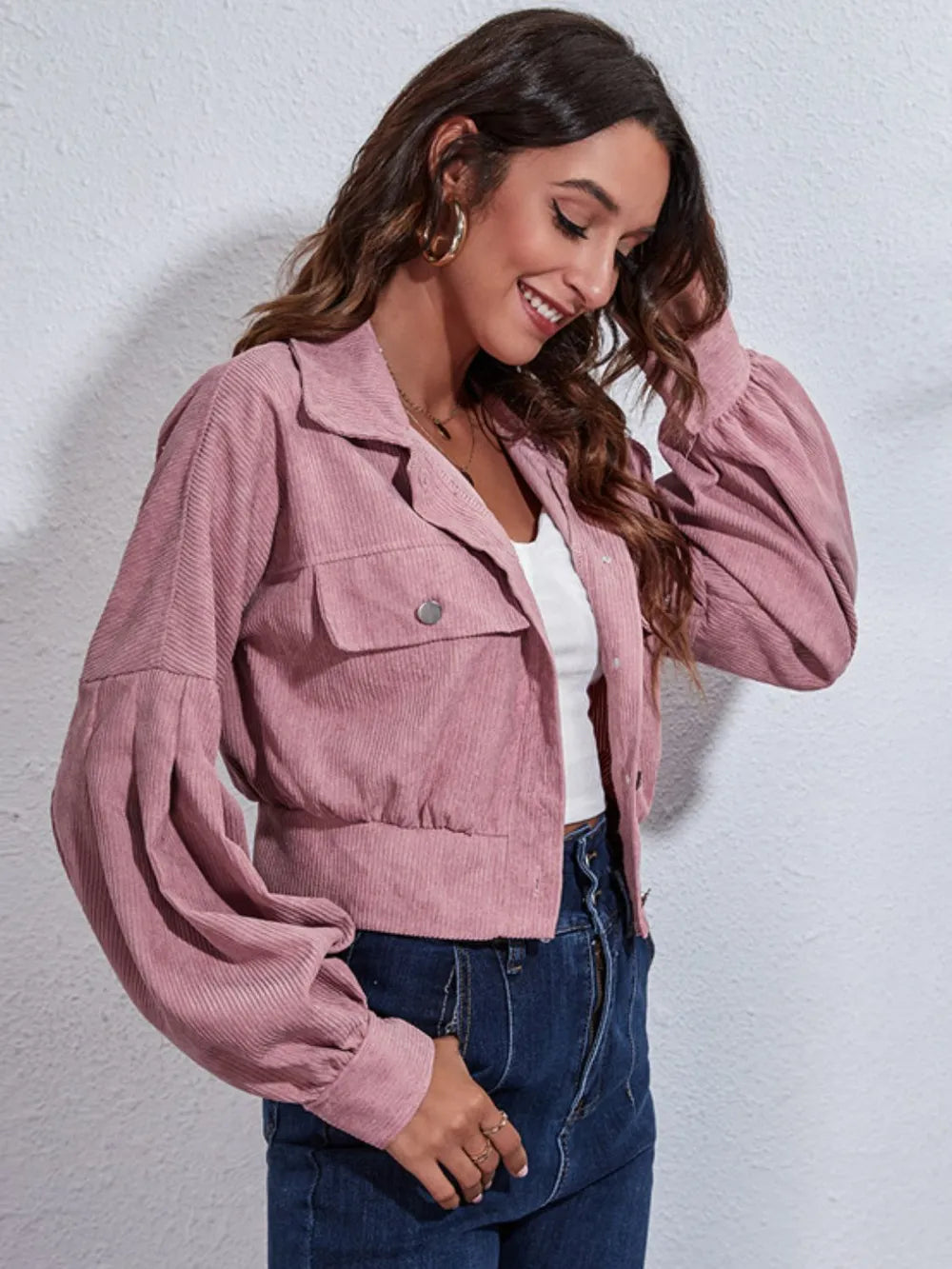 Skyline Crop Jacket – Buttoned Utility Chic