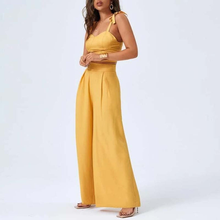 Golden Hour Chic – Two-Piece Wide-Leg Set