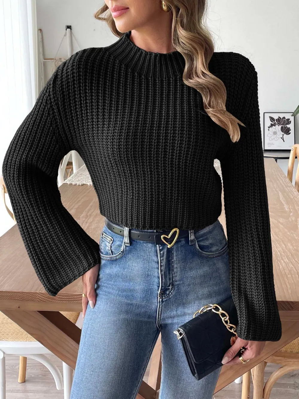 Cozy Flare Sleeve Knit Sweater