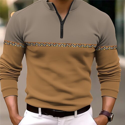 Retro Line Lapel Pullover Men’s Autumn Sweater