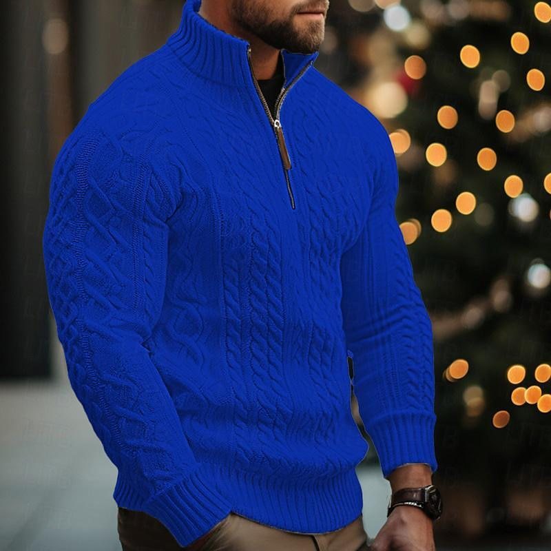 Nordic Twist Half-Zip Knit Sweater